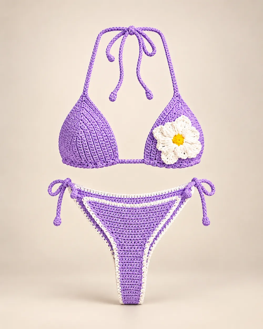 Daisy Drift Bikini Set in Light Purple & White